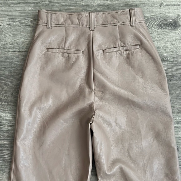 BABATON Agency Faux Leather Pants Size 4 Straight Leg Warm Taupe Neutral Aritzia - Picture 9 of 12